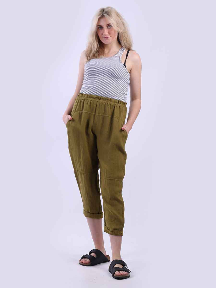 Plain Linen Trouser Olive