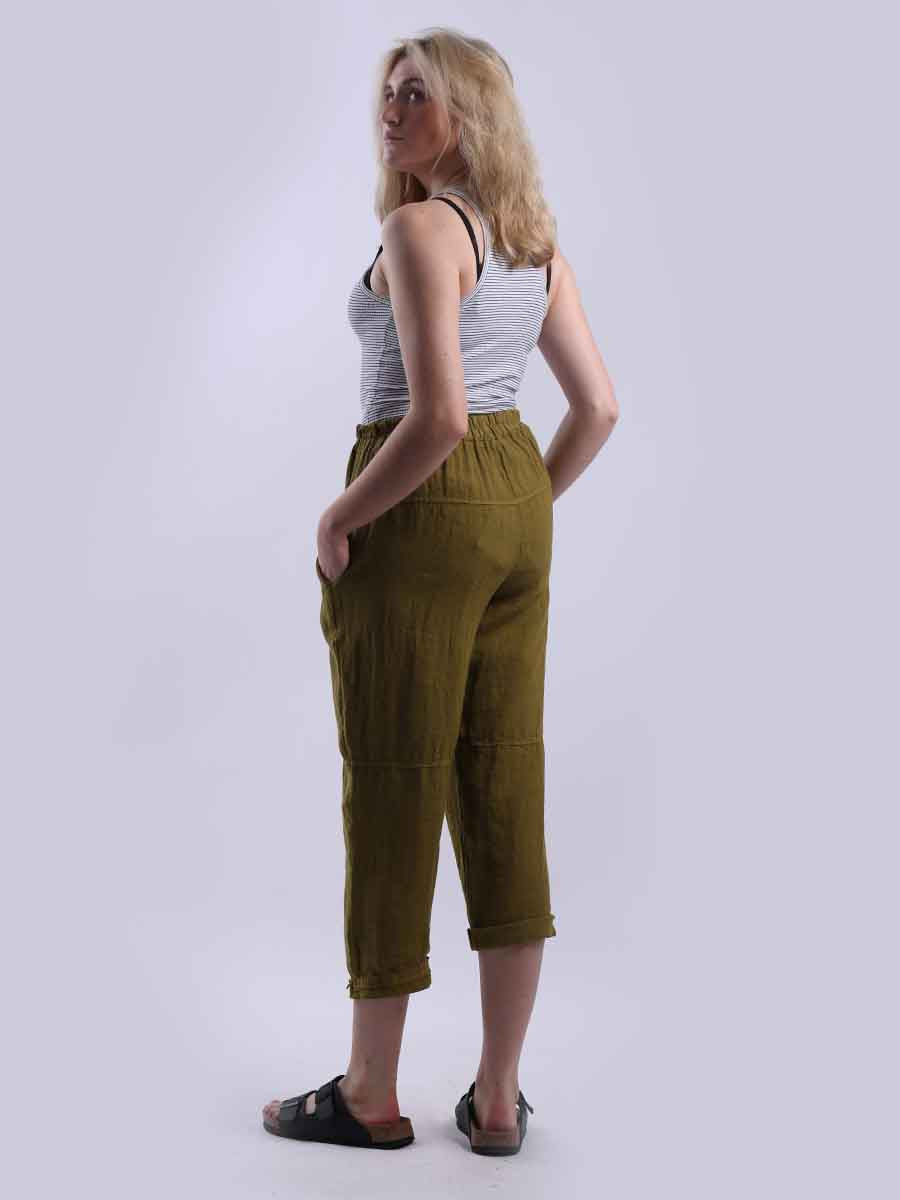 Plain Linen Loose Fit Ladies Slouchy Trouser