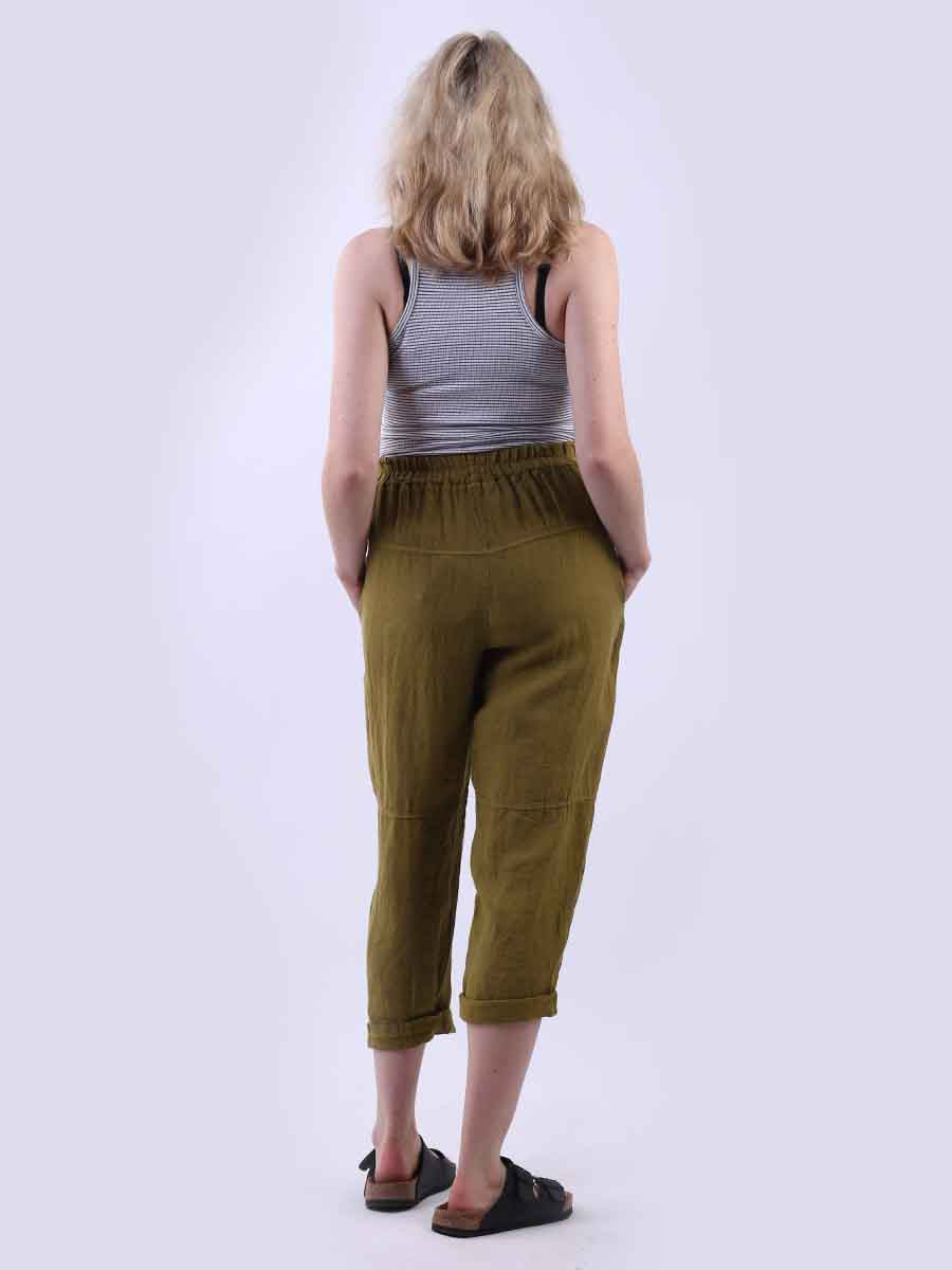 Plain Linen Loose Fit Ladies Slouchy Trouser