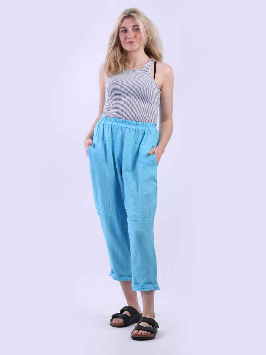 Plain Linen Trouser Turquoise
