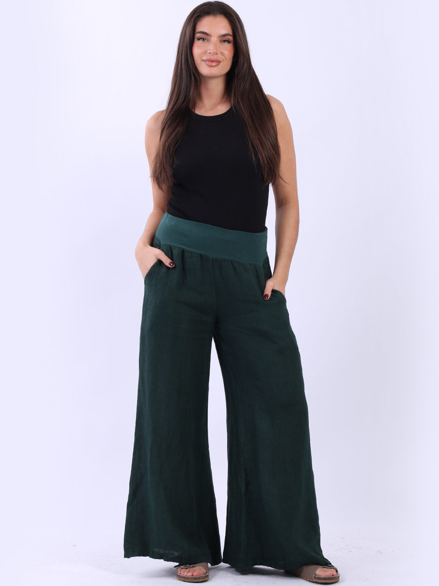 Casual Linen Wide Leg Women Palazzo