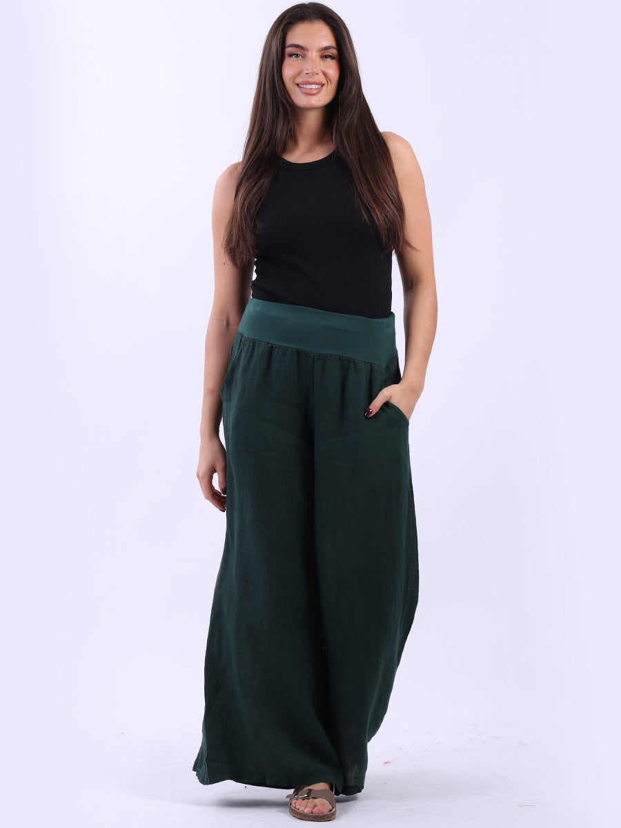Casual Linen Wide Leg Women Palazzo