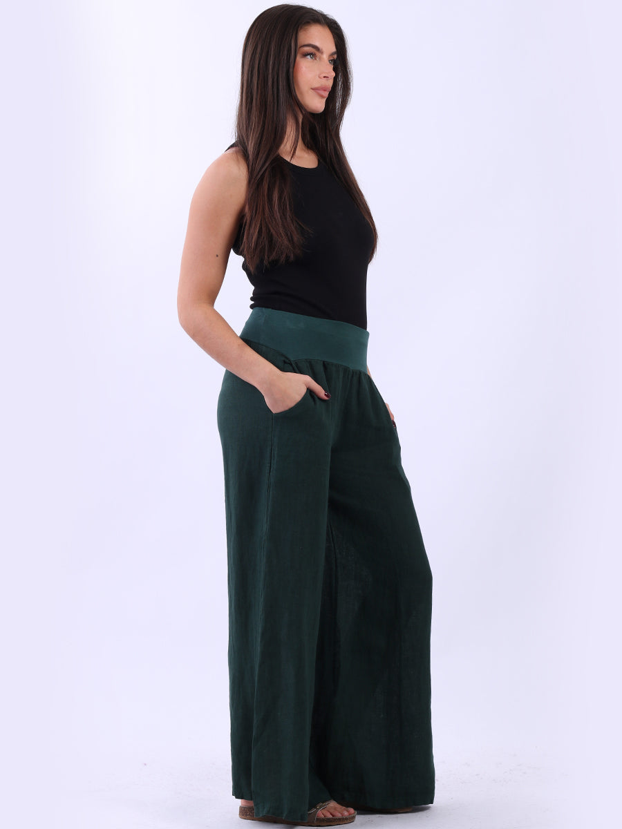 Casual Linen Wide Leg Women Palazzo