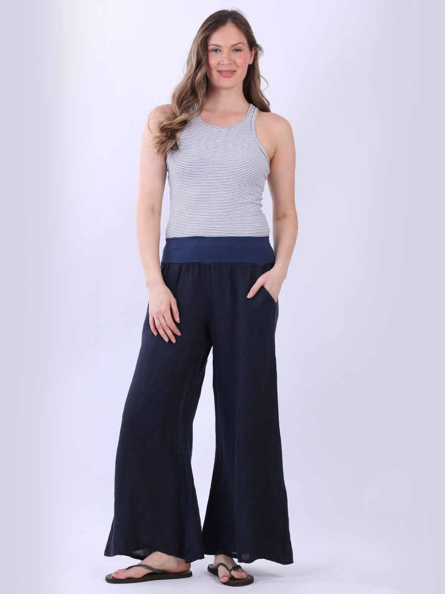 Casual Linen Wide Leg Women Palazzo