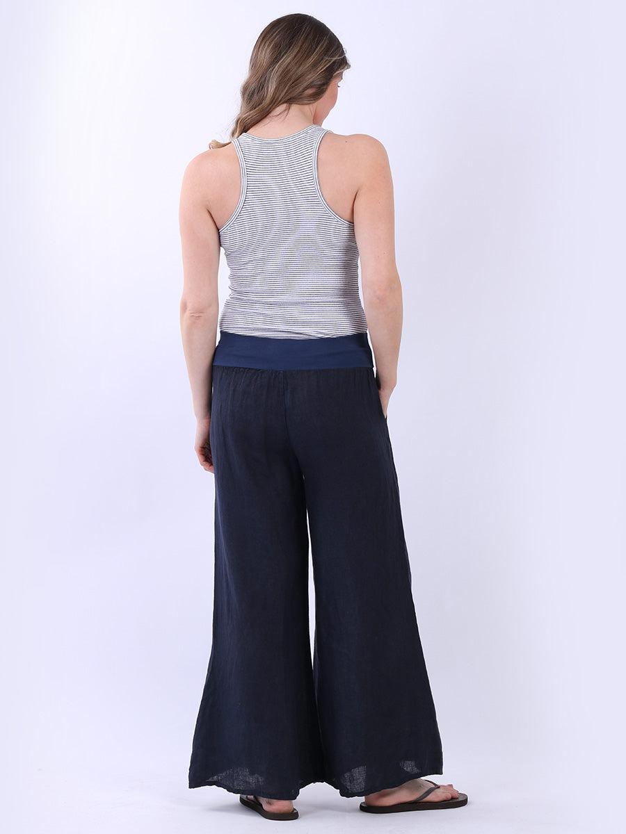 Casual Linen Wide Leg Women Palazzo