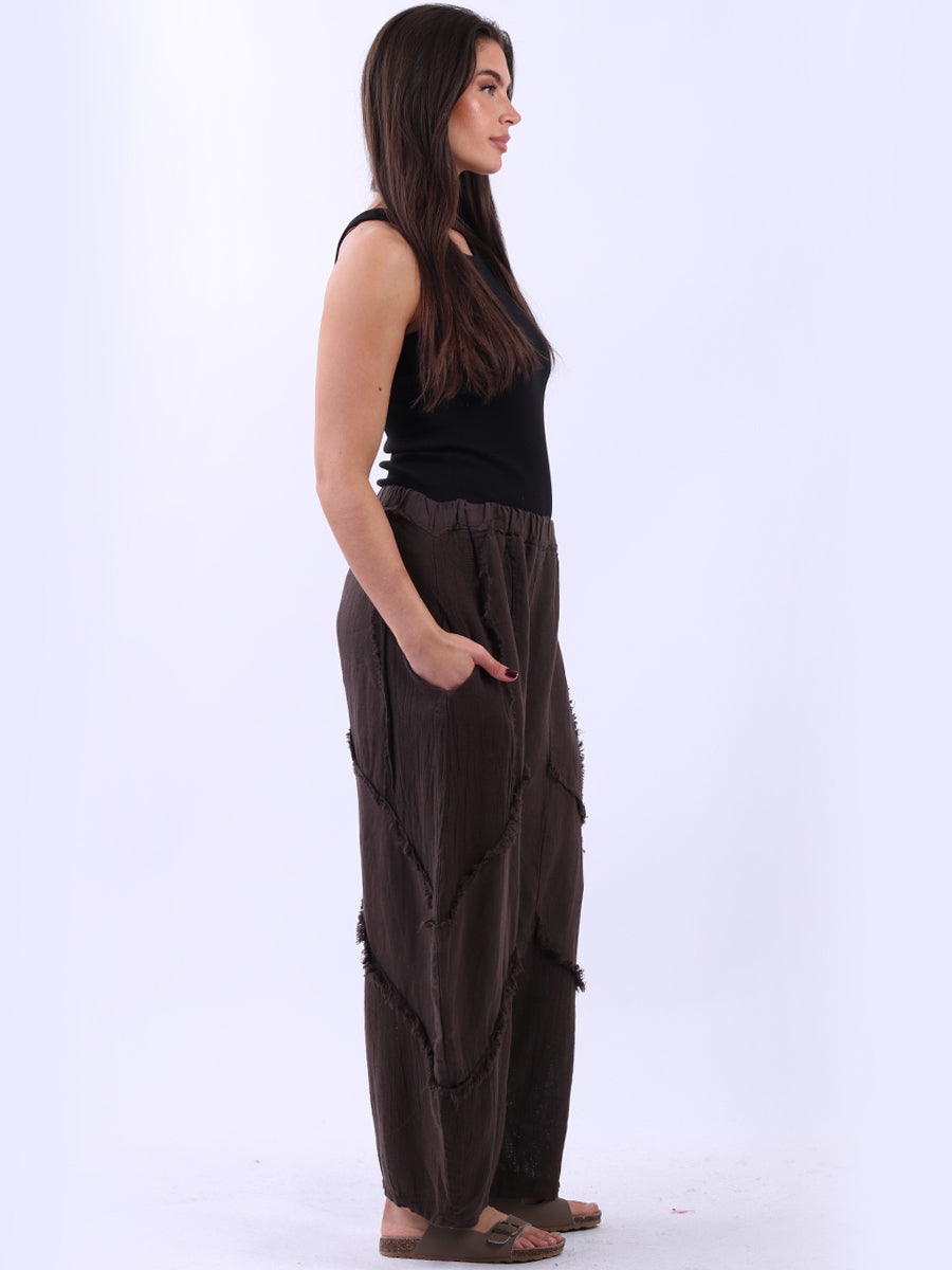 Ladies Plain Linen Mesh Net Slouchy Trouser