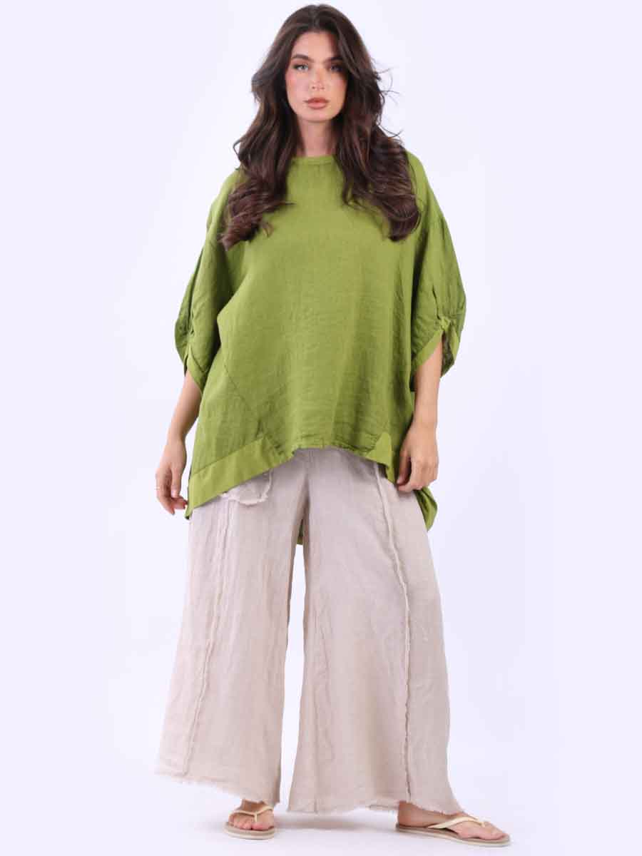 Plus Size Linen Top Olive