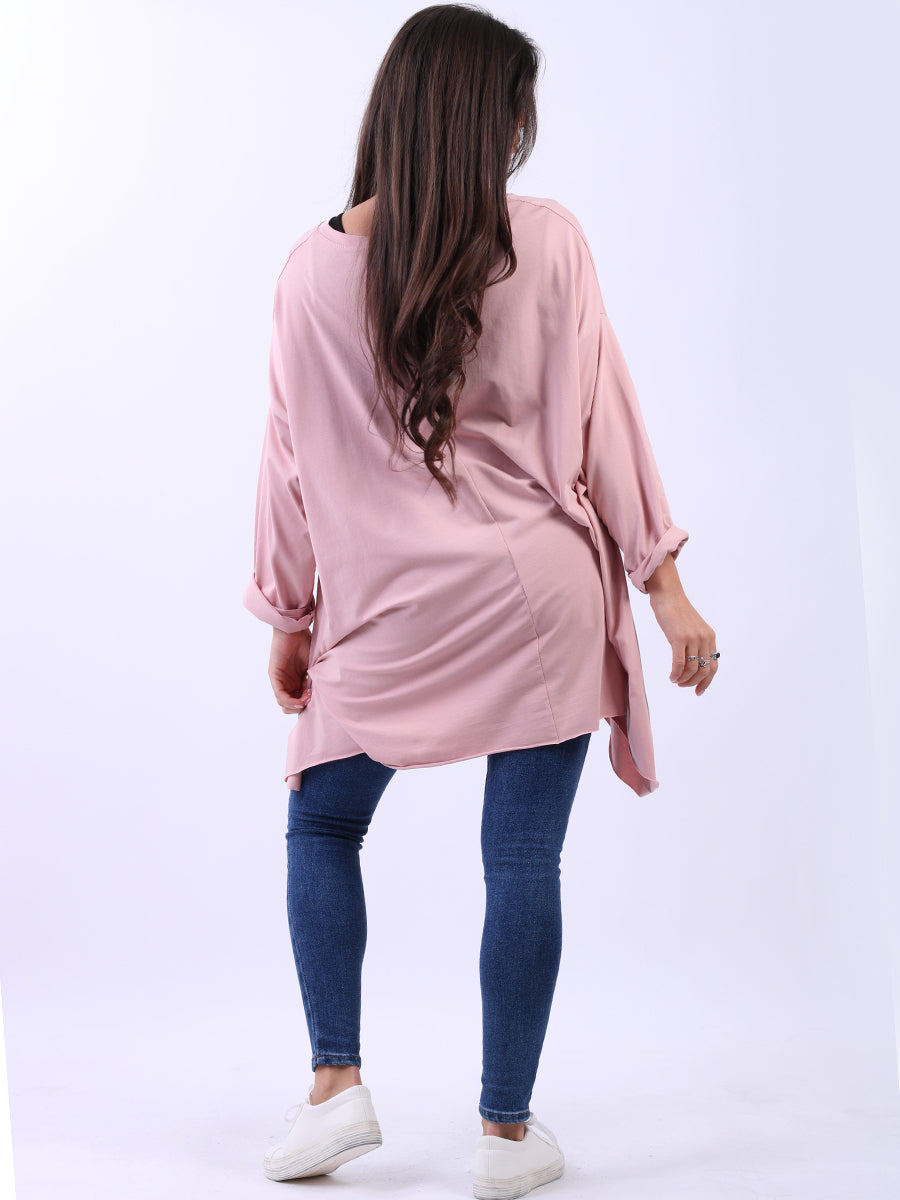Plus Size Women Plain Cotton Lagenlook Top