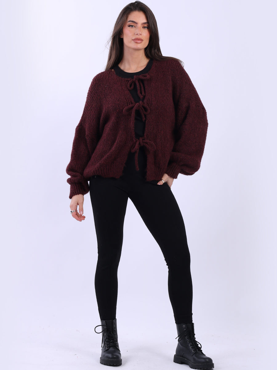 Knotted Crop Knitted Wooly Cardigan