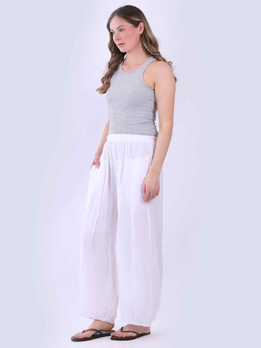Women Plain Linen Slouchy Trouser