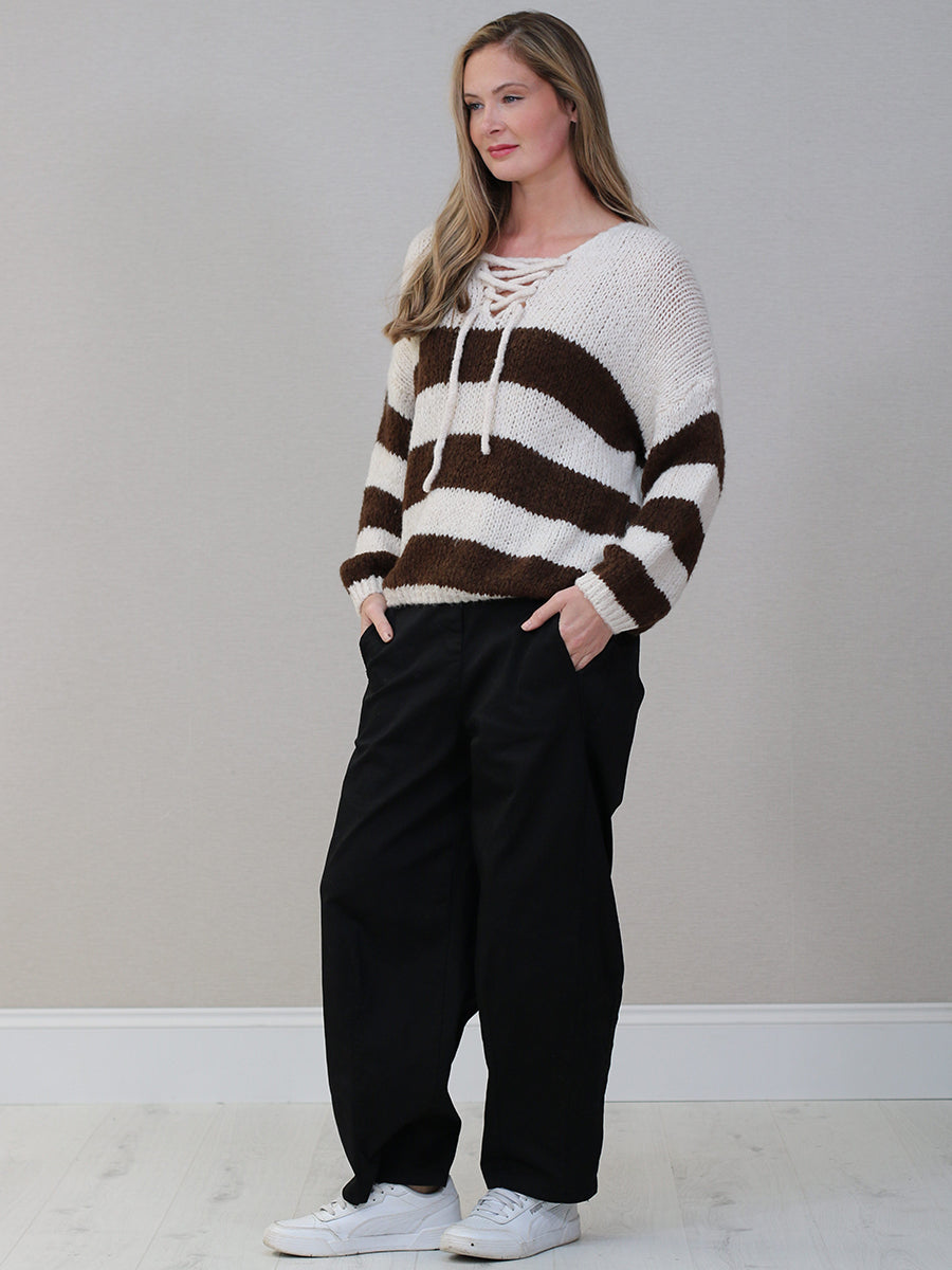 Woolen Knit Striped Crop Jumper