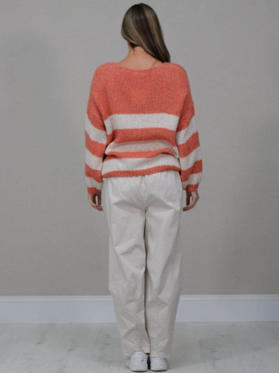 Woolen Knit Striped Crop Jumper