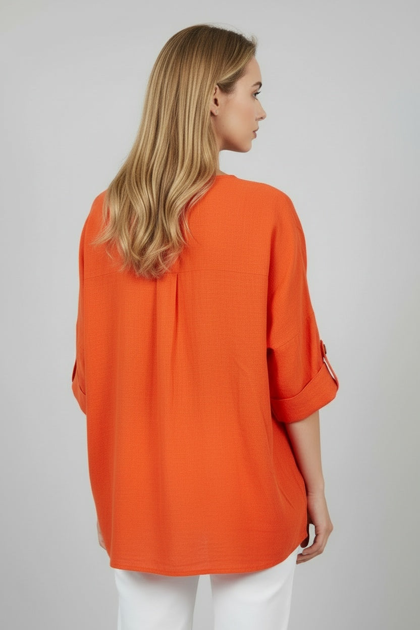 Solid Cotton Italian Crop Baggy Shirt