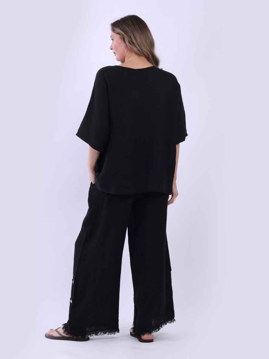 Ladies Plain Triple Tie Knot Linen Top