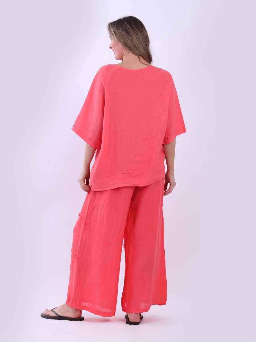 Ladies Plain Triple Tie Knot Linen Top