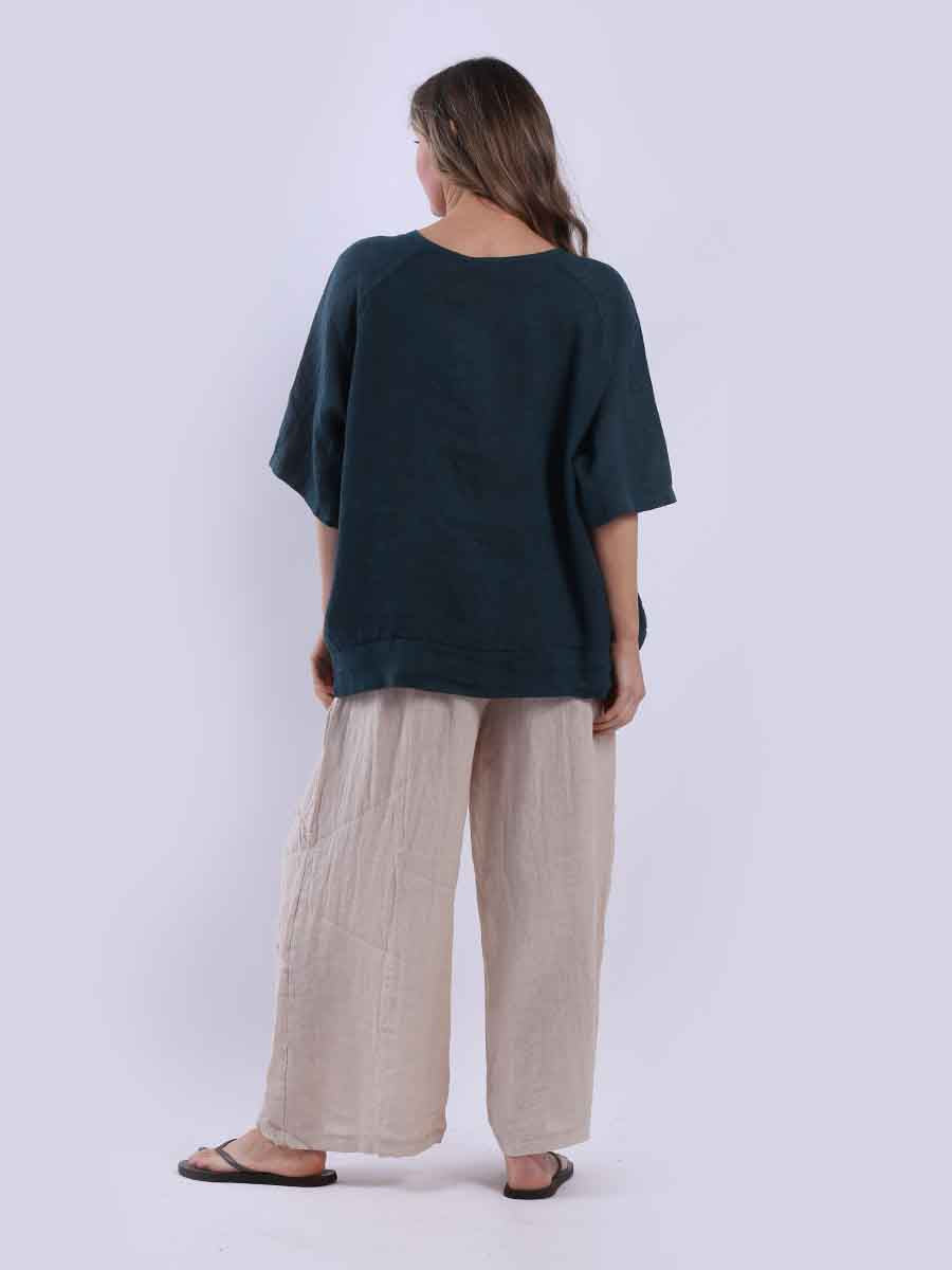 Ladies Plain Triple Tie Knot Linen Top