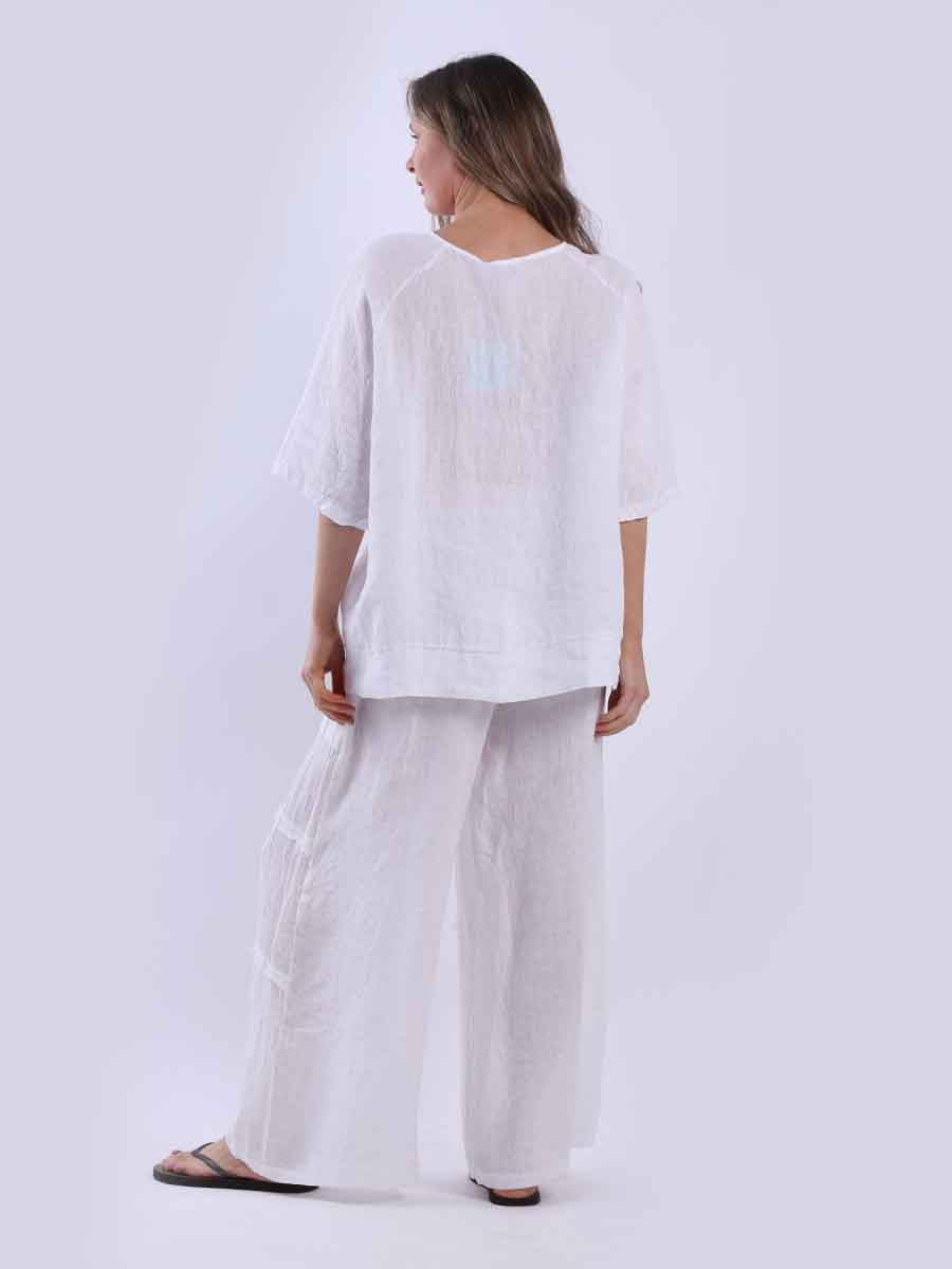 Ladies Plain Triple Tie Knot Linen Top