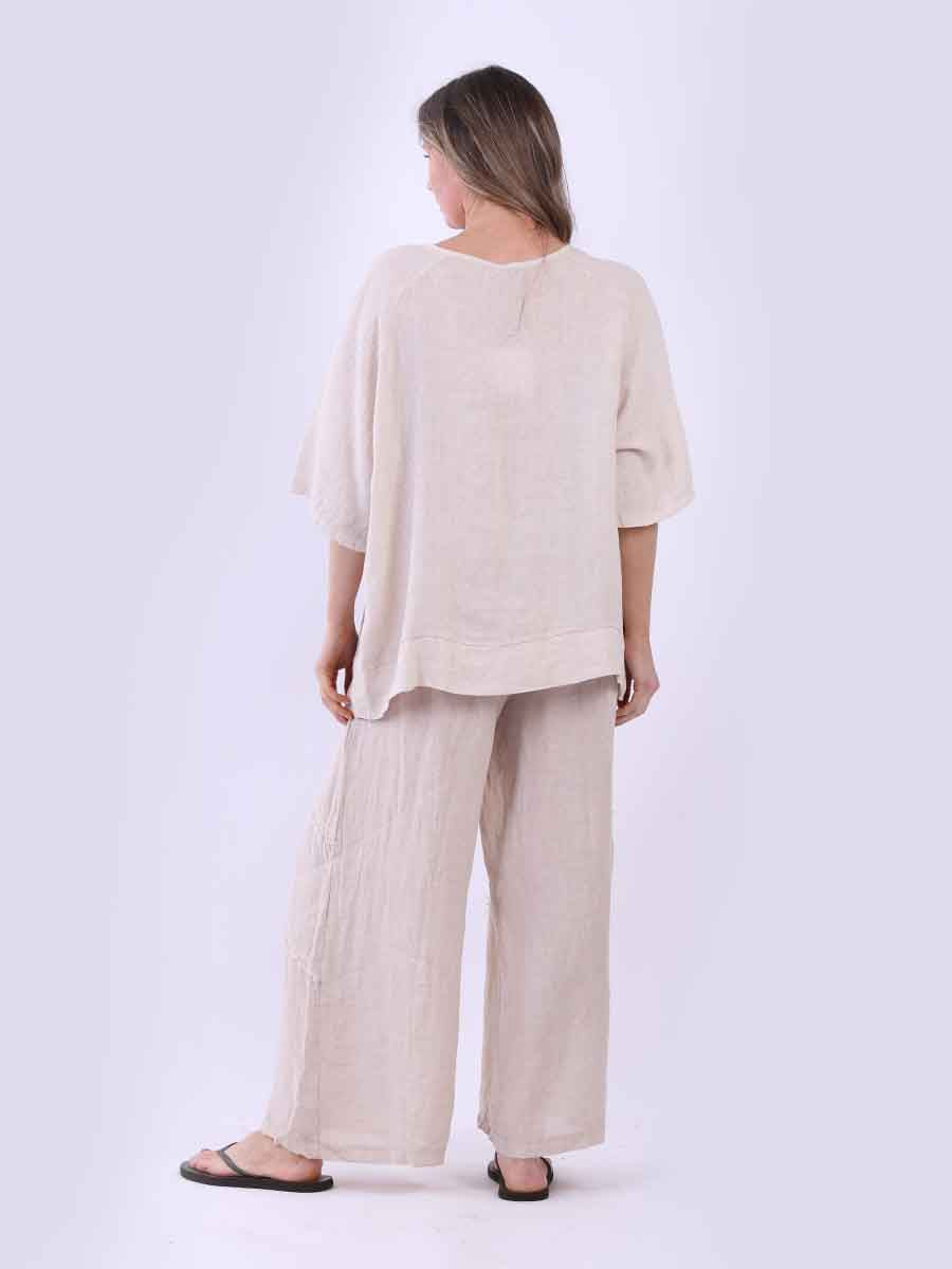 Ladies Plain Triple Tie Knot Linen Top