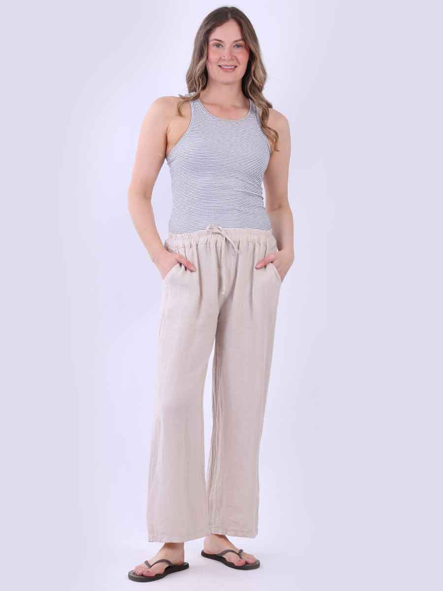 Solid Linen Trouser Beige
