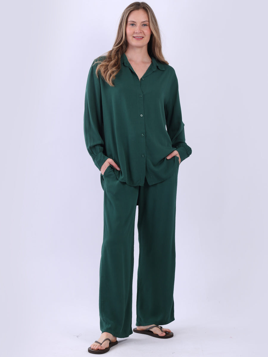 Women Plain Front Buttons Collared Shirt