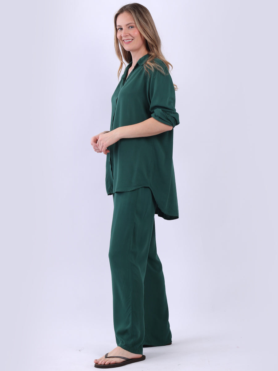 Women Plain Front Buttons Collared Shirt