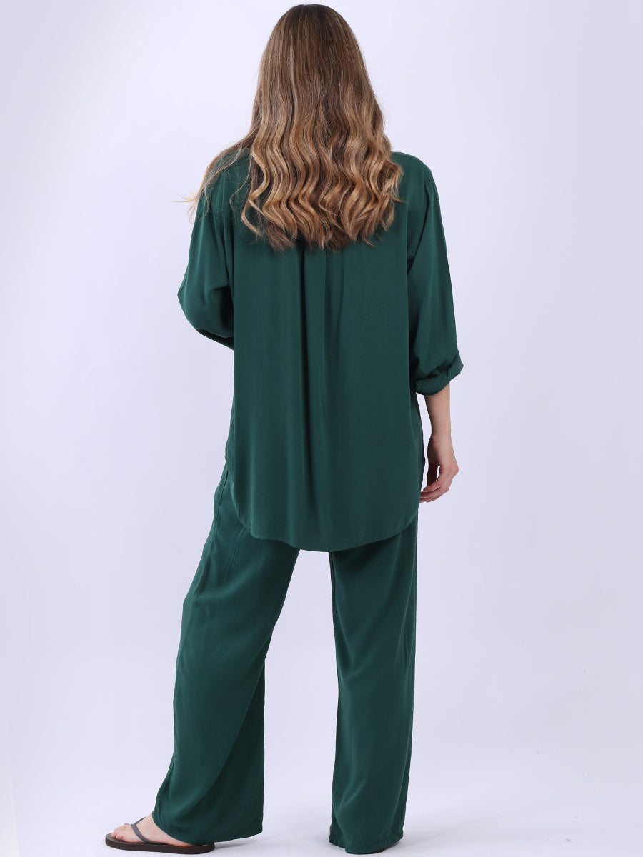 Women Plain Front Buttons Collared Shirt