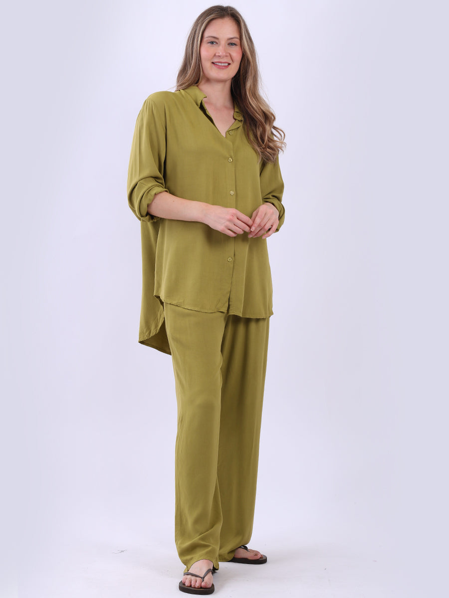 Women Plain Front Buttons Collared Shirt