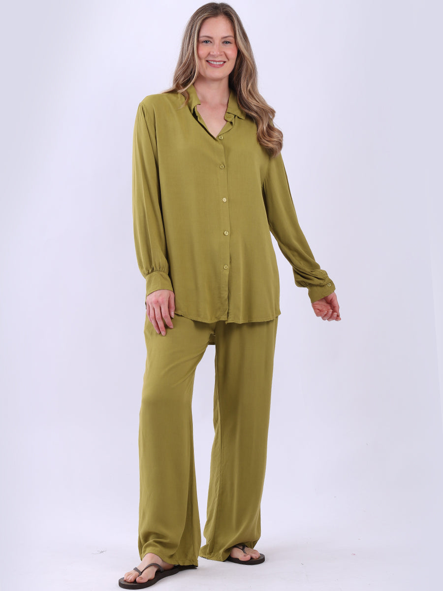 Women Plain Front Buttons Collared Shirt
