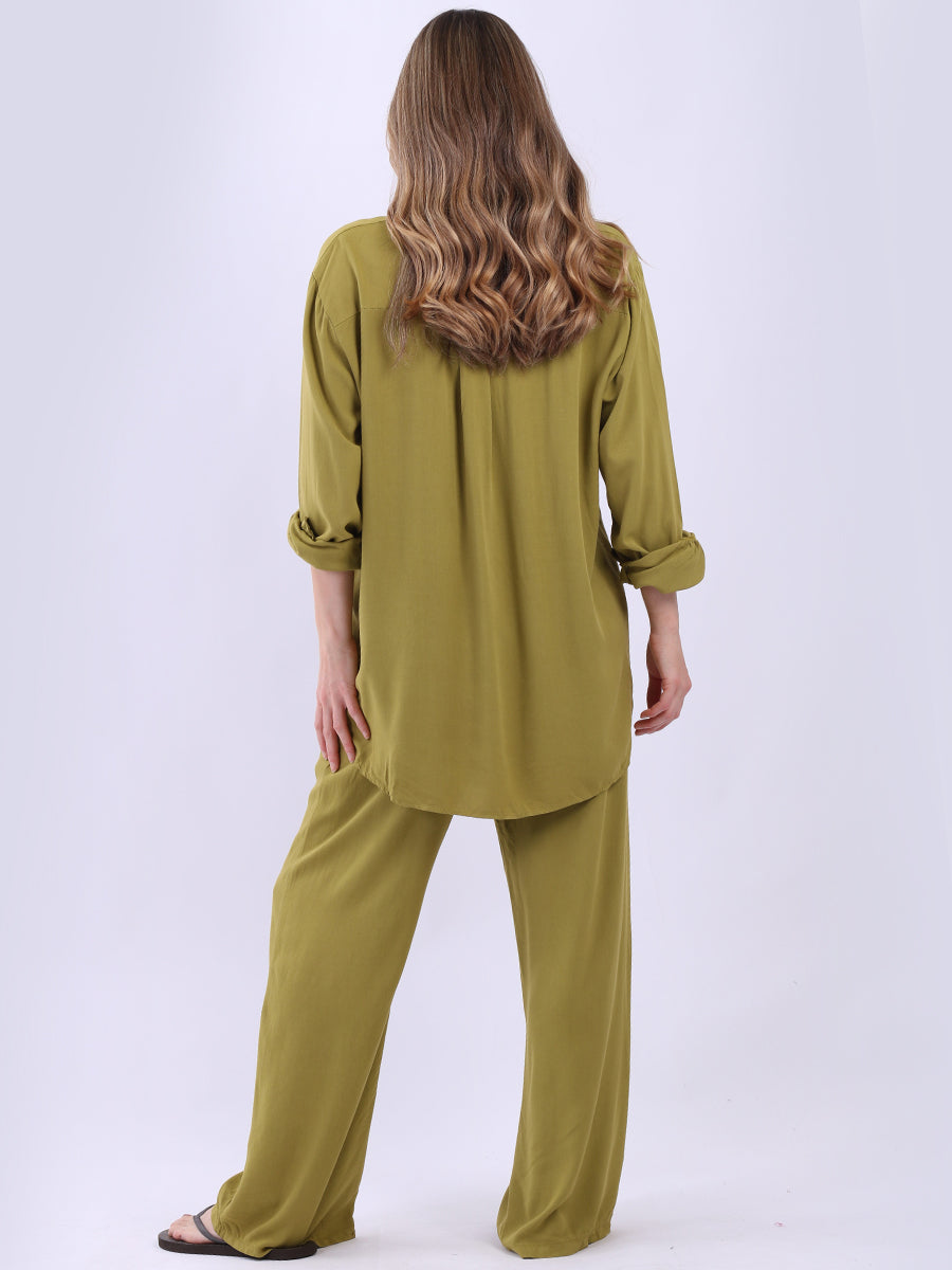 Women Plain Front Buttons Collared Shirt