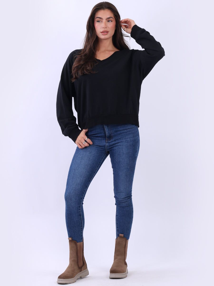 Women Cotton Solid Crop Sweat Top