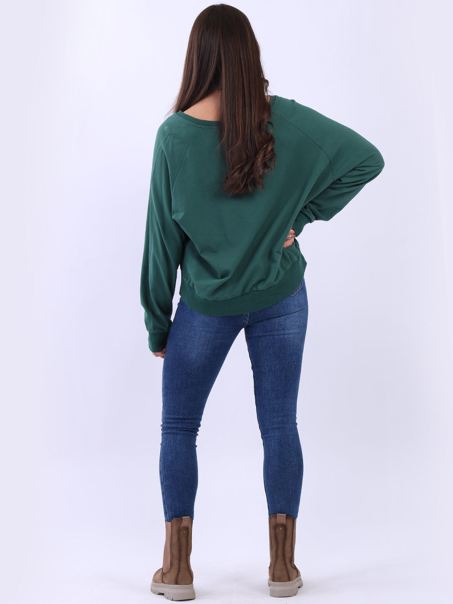 Women Cotton Solid Crop Sweat Top