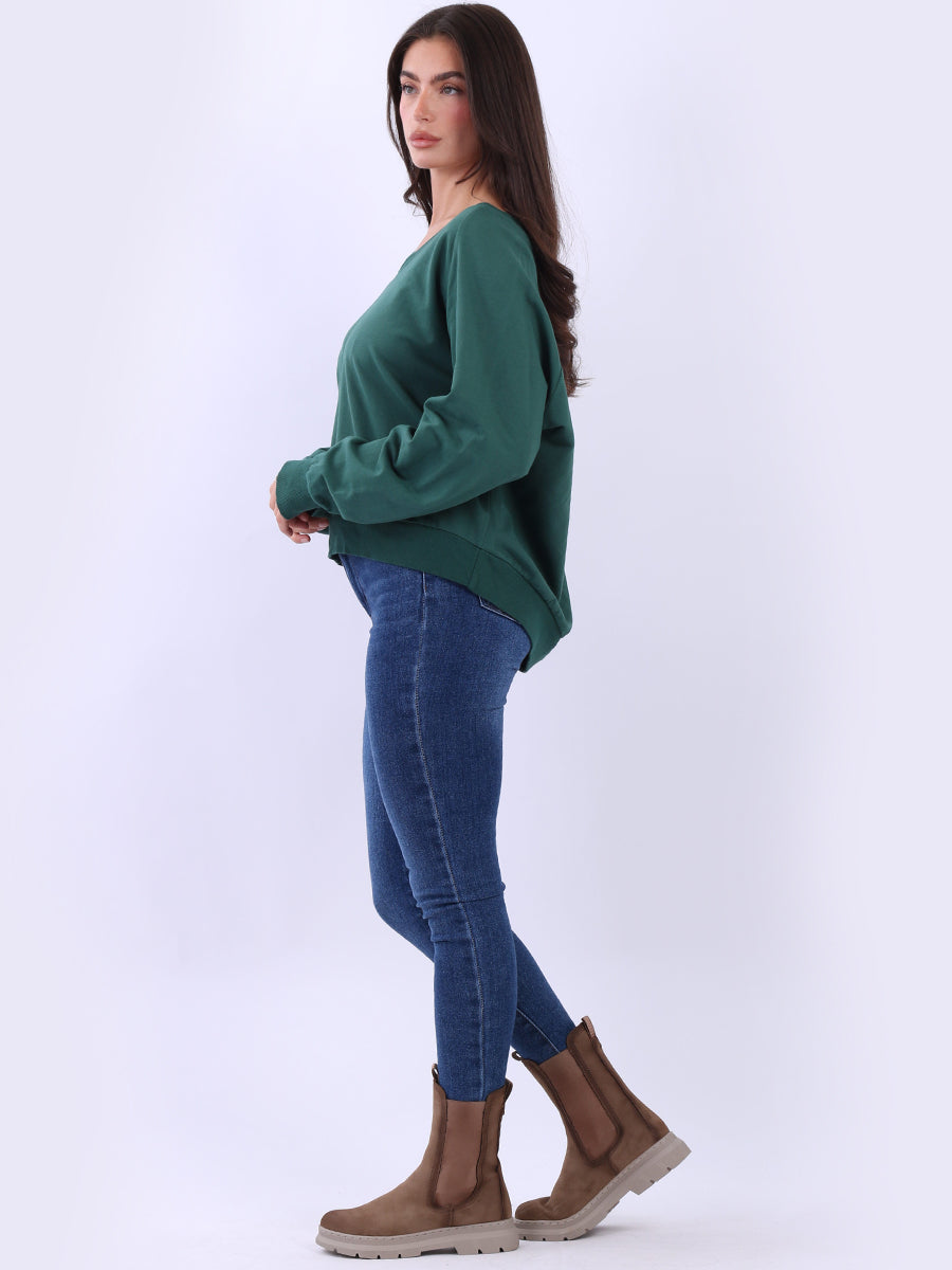 Women Cotton Solid Crop Sweat Top