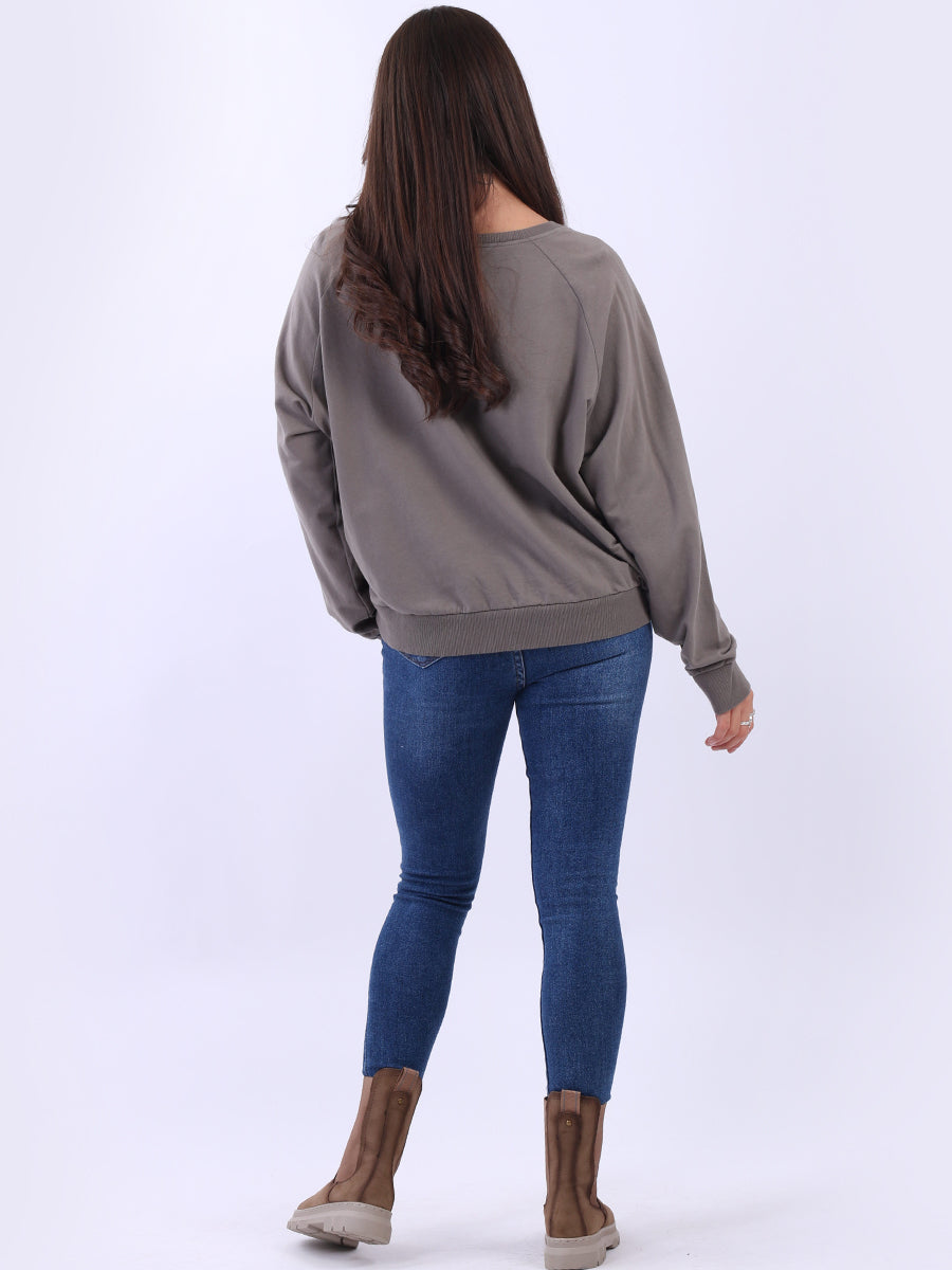 Women Cotton Solid Crop Sweat Top