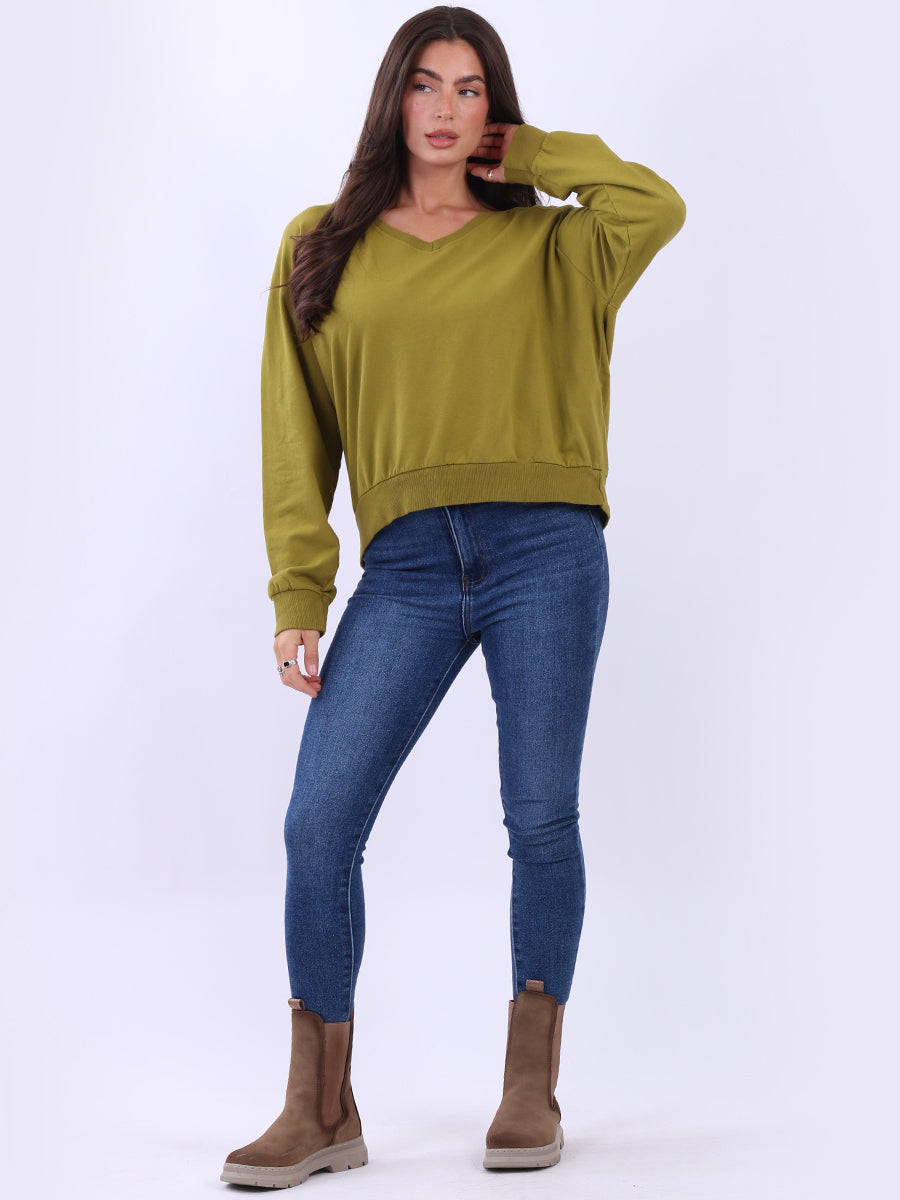 Women Cotton Solid Crop Sweat Top