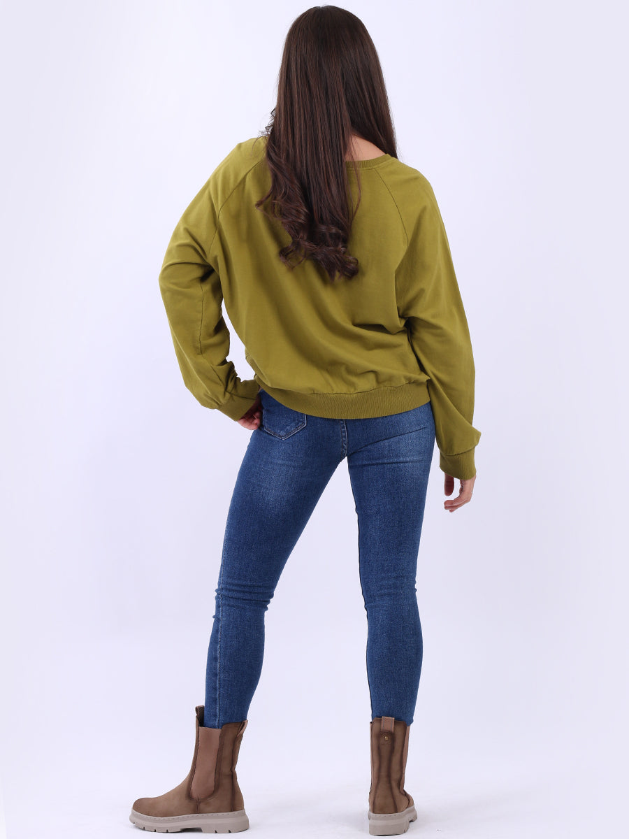 Women Cotton Solid Crop Sweat Top