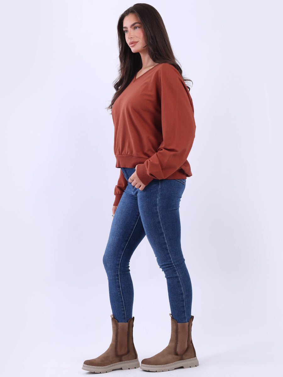 Women Cotton Solid Crop Sweat Top