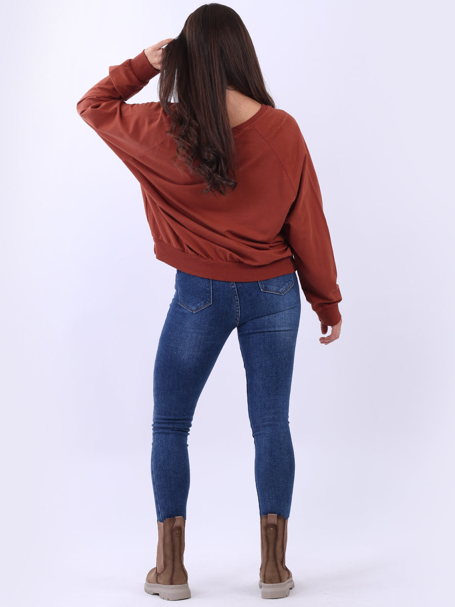 Women Cotton Solid Crop Sweat Top