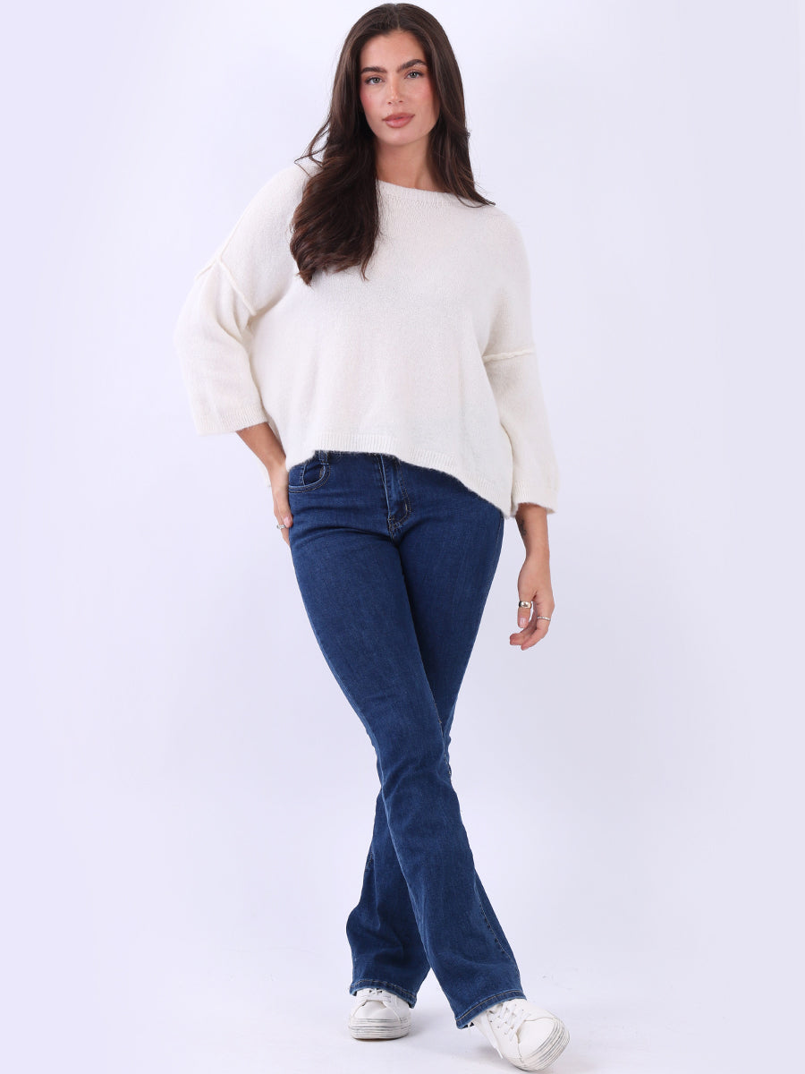 Solid Knitted Baggy Crop Sweater