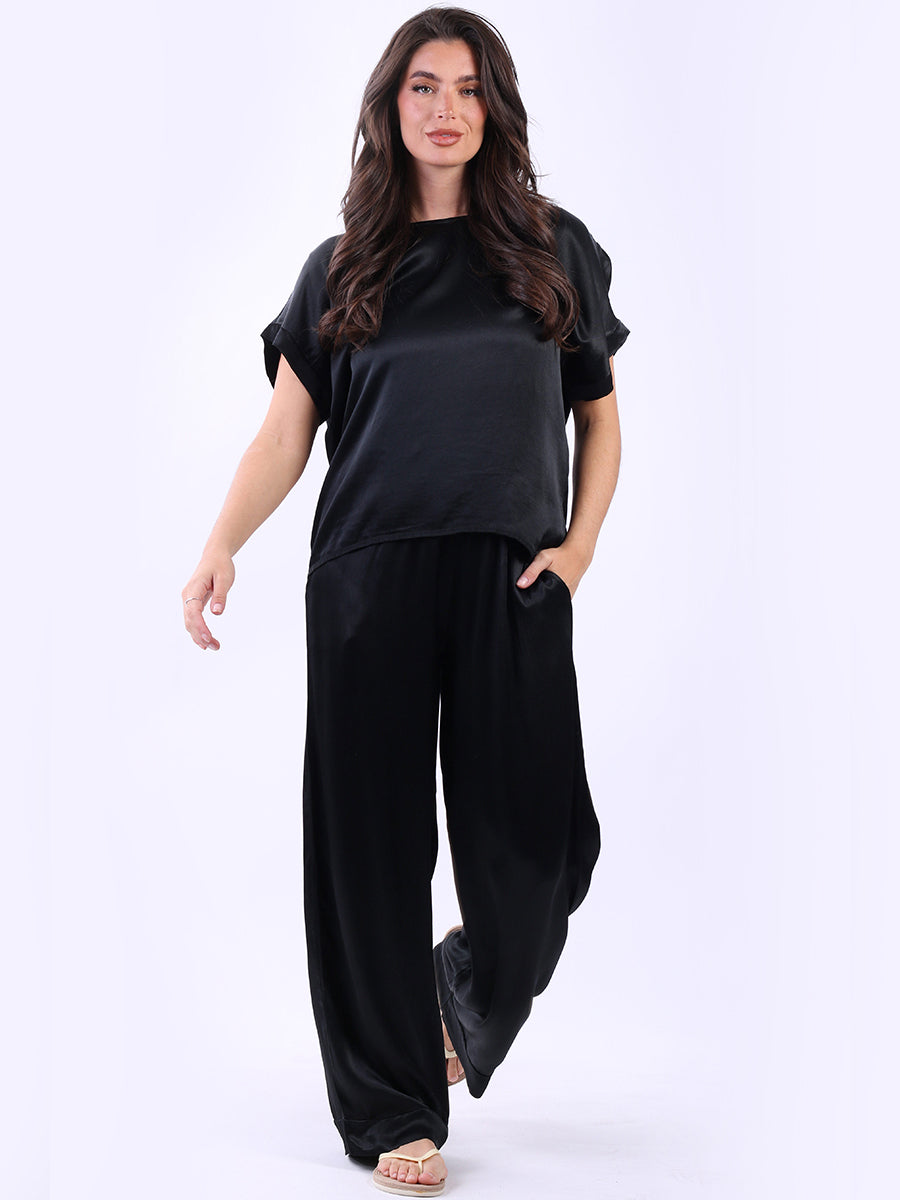 Plain Satin Baggy Crop Top