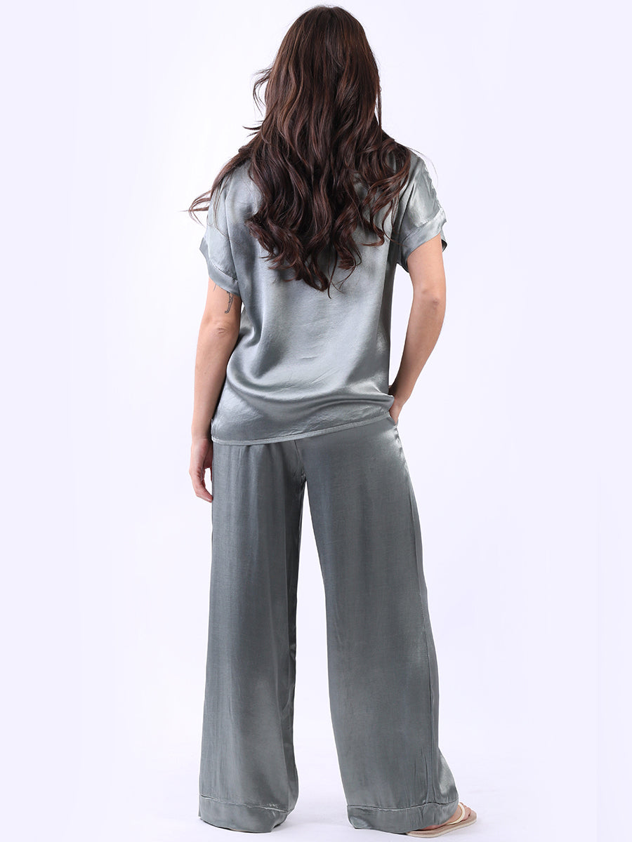 Plain Satin Baggy Crop Top