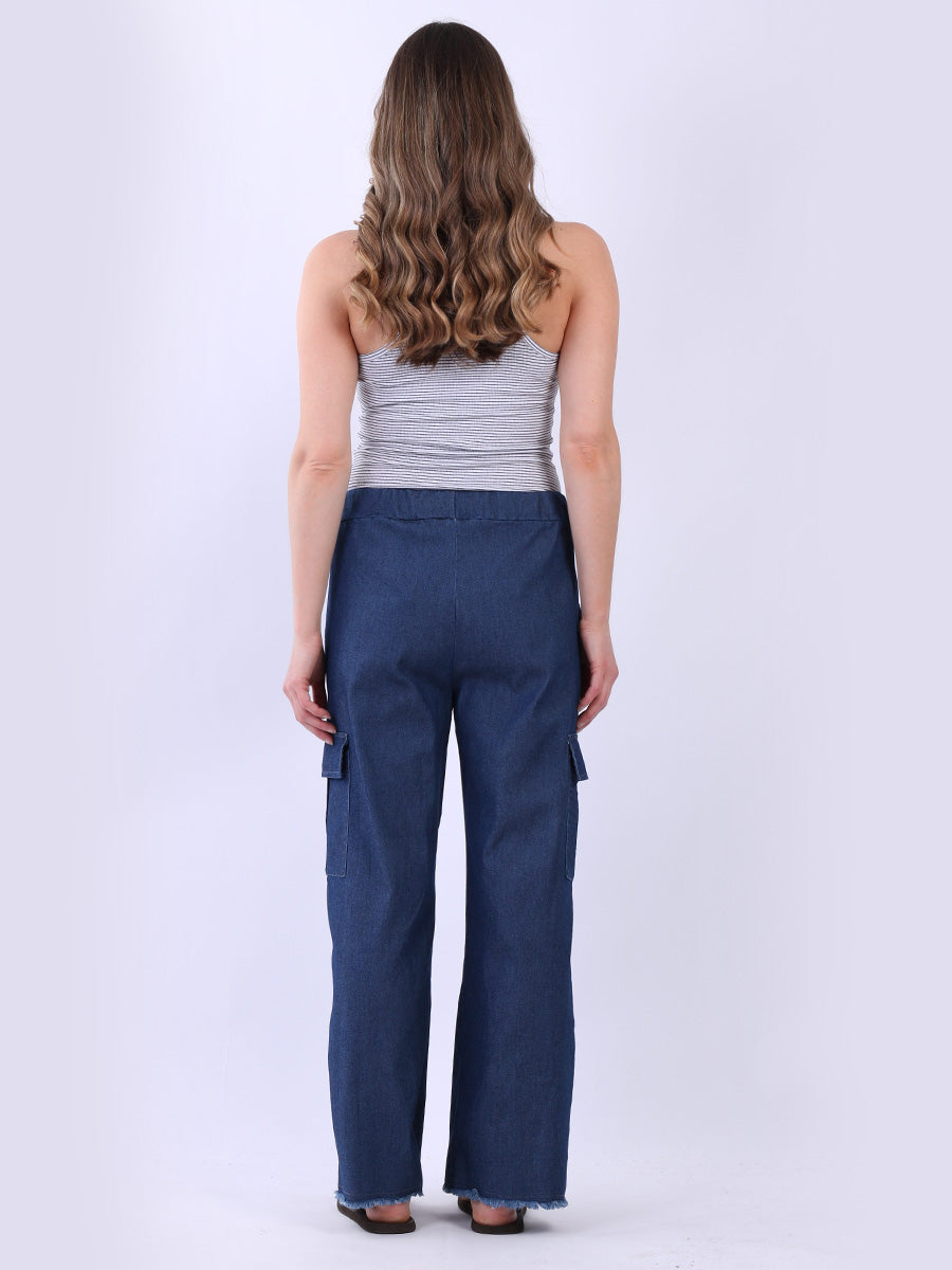 Women Plain Denim Cargo Pant