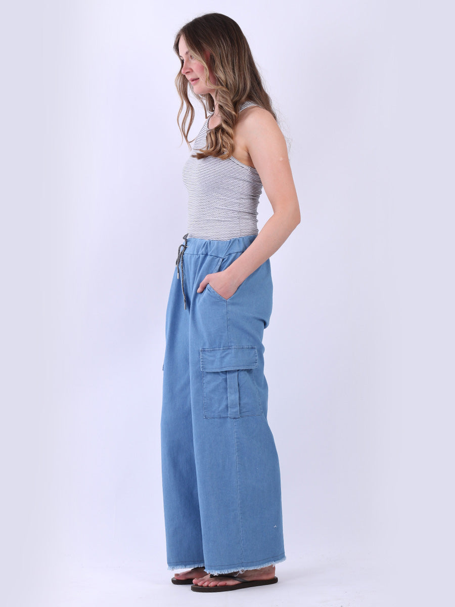 Women Plain Denim Cargo Pant
