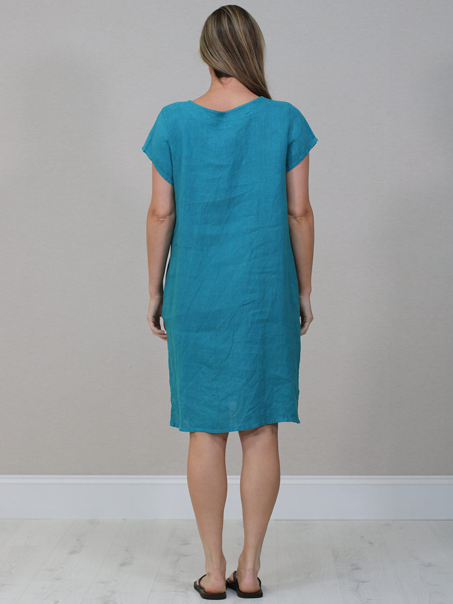 Women Linen Lagenlook Midi Dress