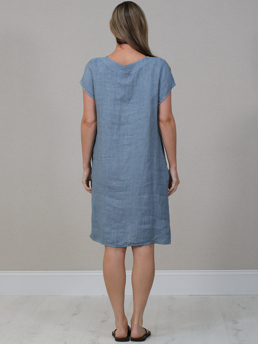 Women Linen Lagenlook Midi Dress