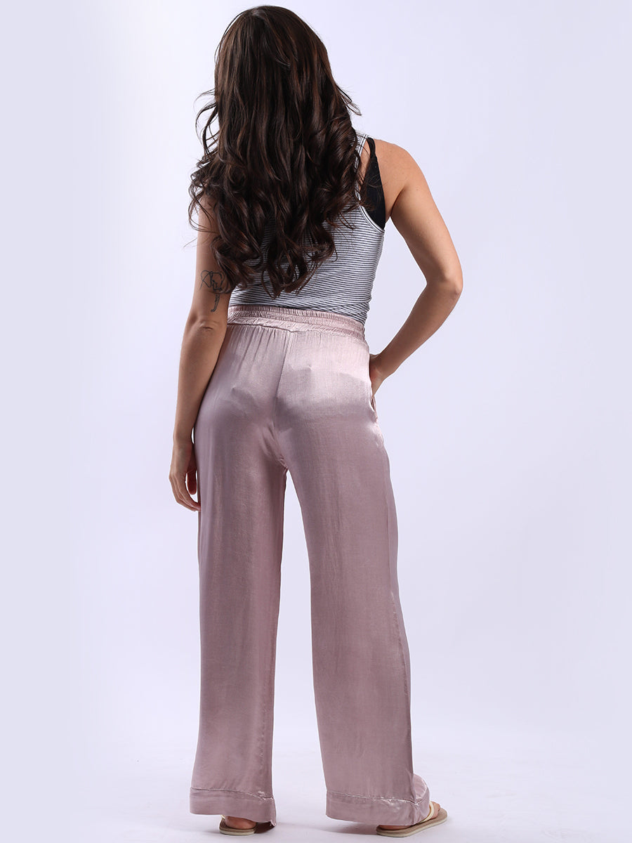 Wide Leg Plain Satin Palazzo