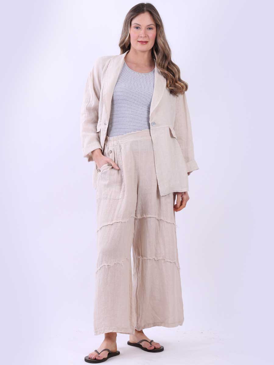Plain Linen Jacket Beige