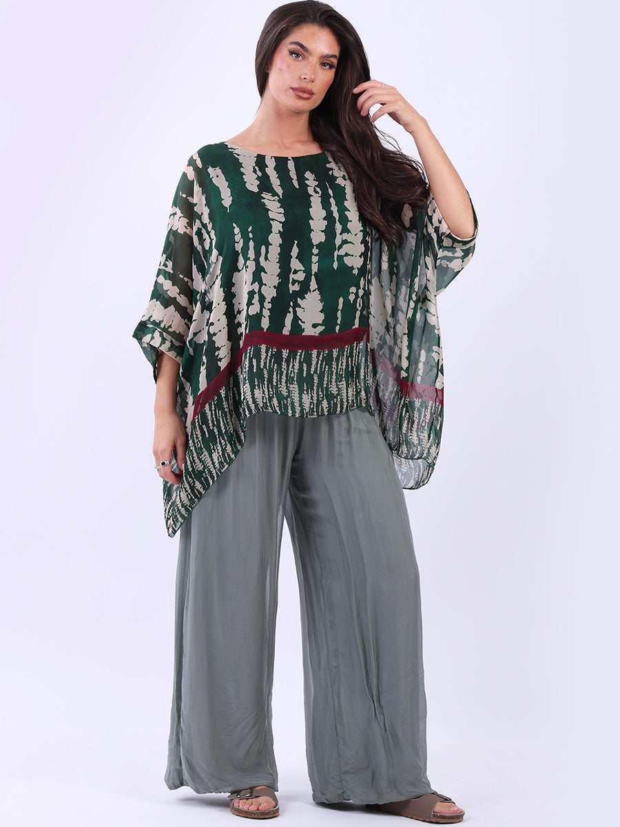 Batwing Two Layered Leopard Print Silk Tunic