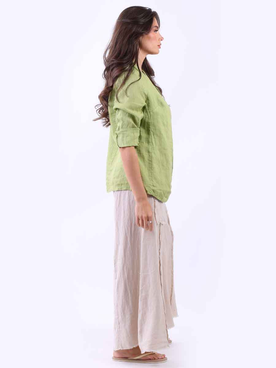 Ladies Open Front Solid Linen Jacket