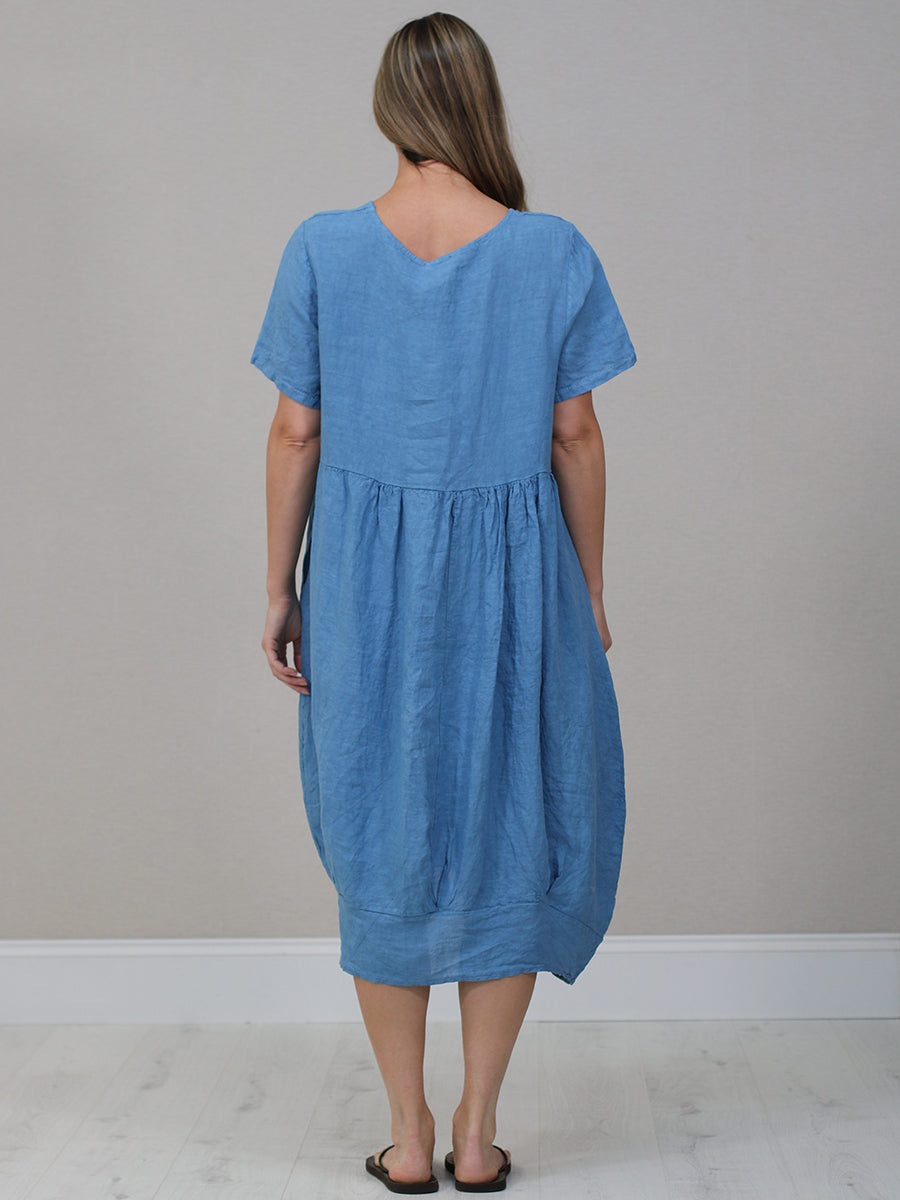 Plain Linen Ladies Midi Swing Dress