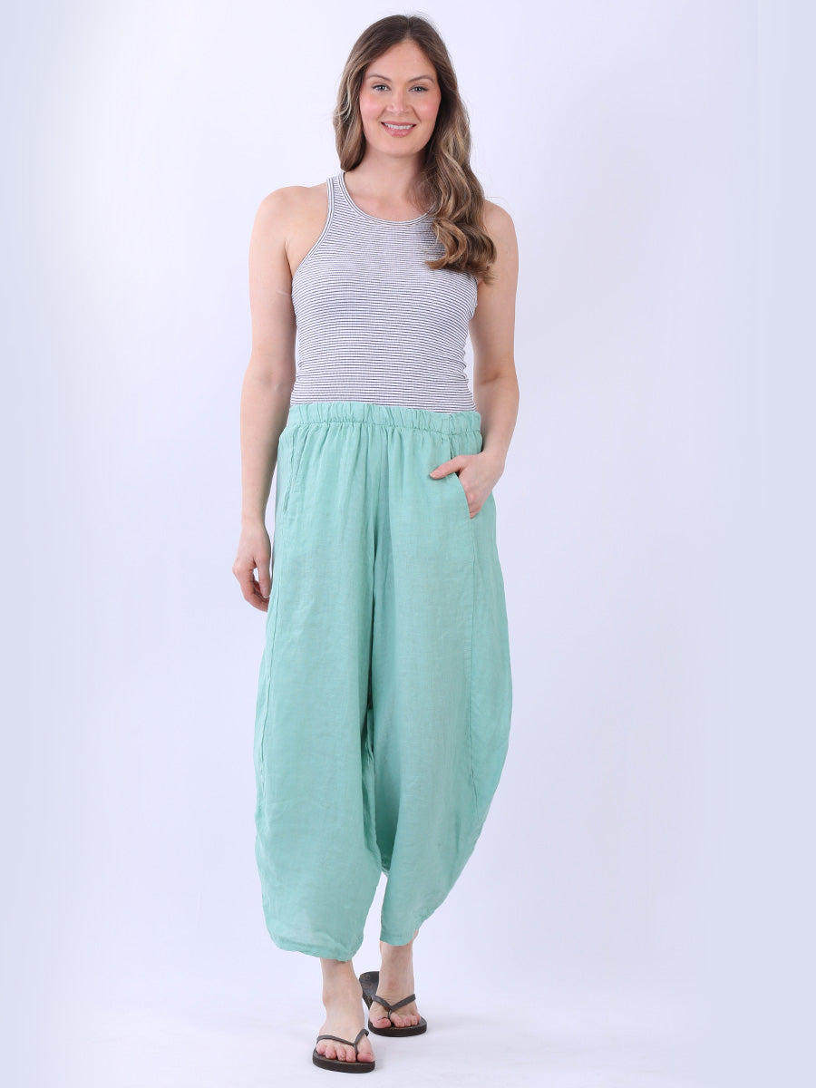 Plain Wide Leg Ladies Loose Linen Trouser